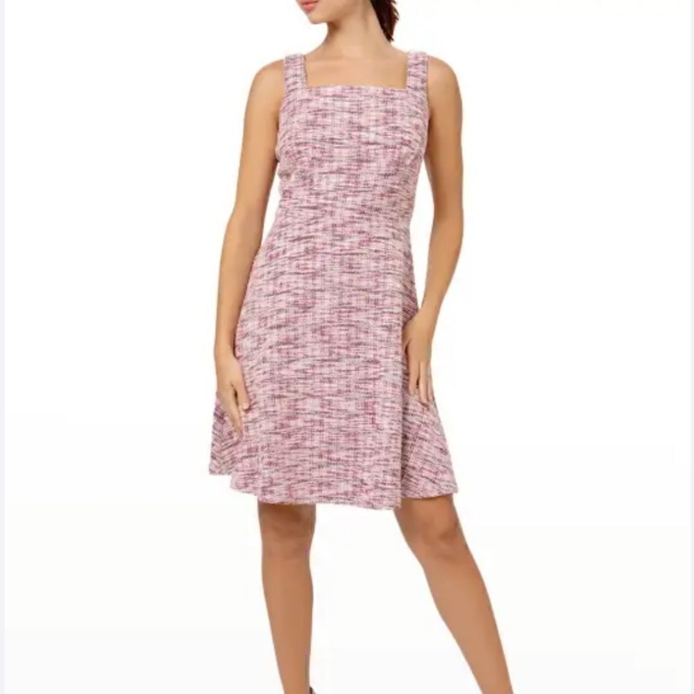 Leota Leota "Ariana" tweed knit dress Square neckline Sleeveless